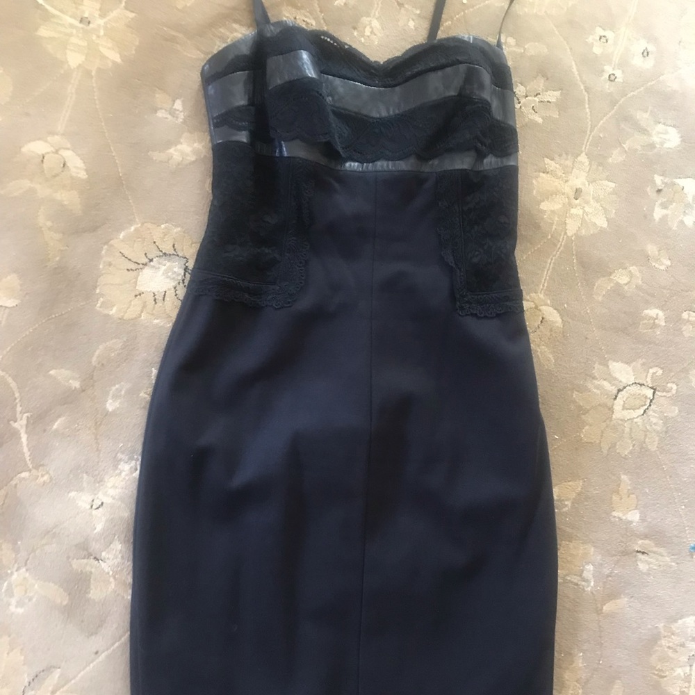 Darnier body con dress with leather and lace sz 4 as new